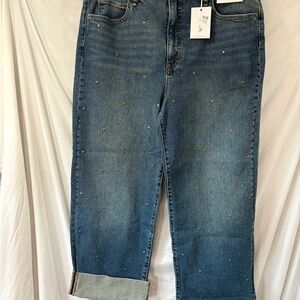 Jessica Simpson Studded Zinnia Wideleg Boyfriend Jeans Size 12 NWT